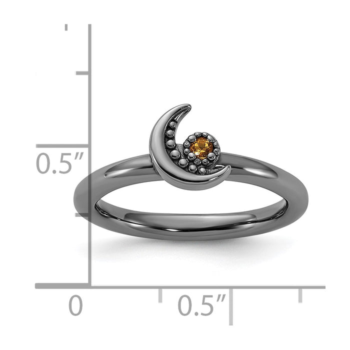 Buy Stylish Sterling Silver Stackable Moon Ring with Citrine Accent - Affordable Luxury!-5