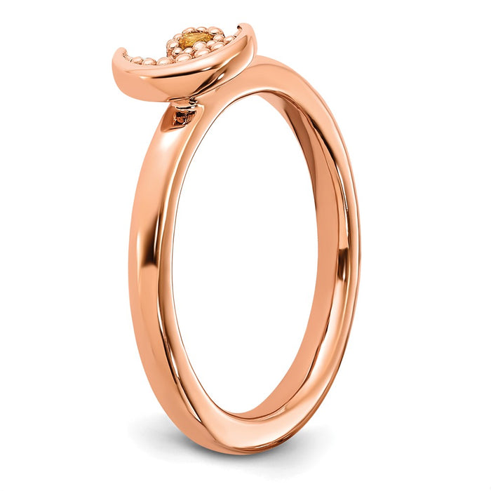 Exclusive Rose Gold-Plated Citrine Moon Ring - Stylish Stackable Design, 14K Silver-5