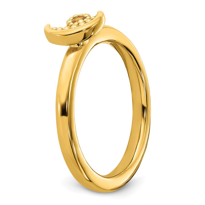 Exclusive Gold-Plated Citrine Moon Ring - Stylish Sterling Silver Stackable-5