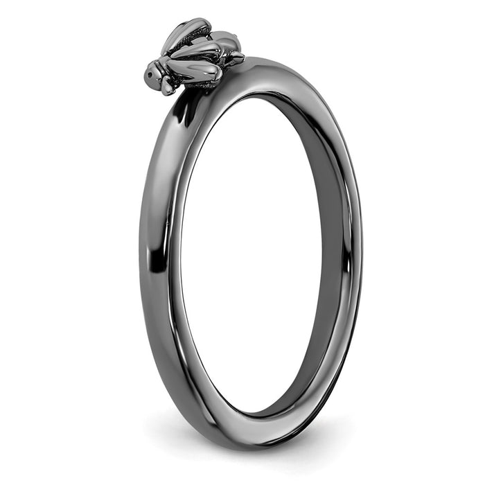 Exclusive Sterling Silver Stackable Bee Ring - Stylish Black Rhodium Finish-5