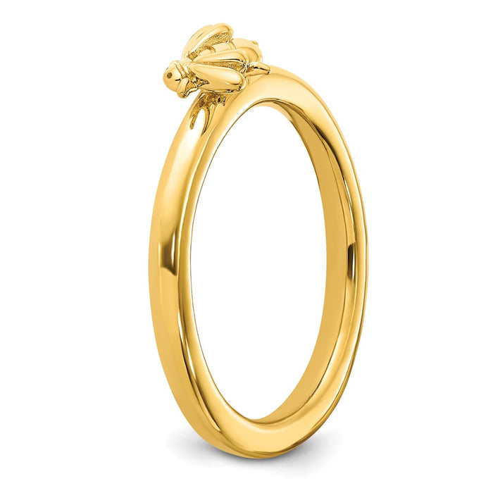 High-Quality Gold-Plated Bee Ring in Sterling Silver - Stylish & Stackable-5