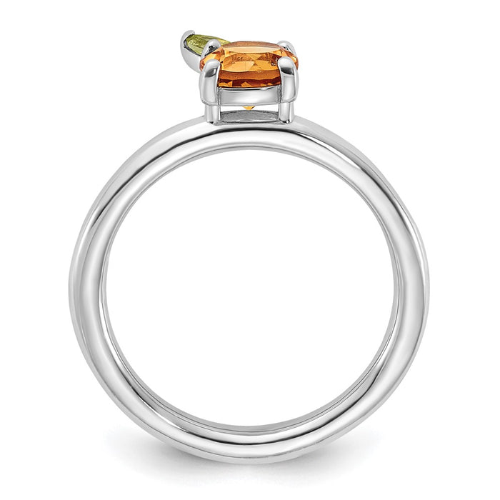 Shop Stylish Sterling Silver Stackable Ring, 14K RH-Plated with Citrine & Peridot-2