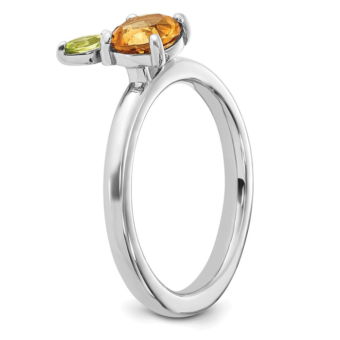 Shop Stylish Sterling Silver Stackable Ring - 14K Gold RH-Plating, Citrine & Peridot Accents-3
