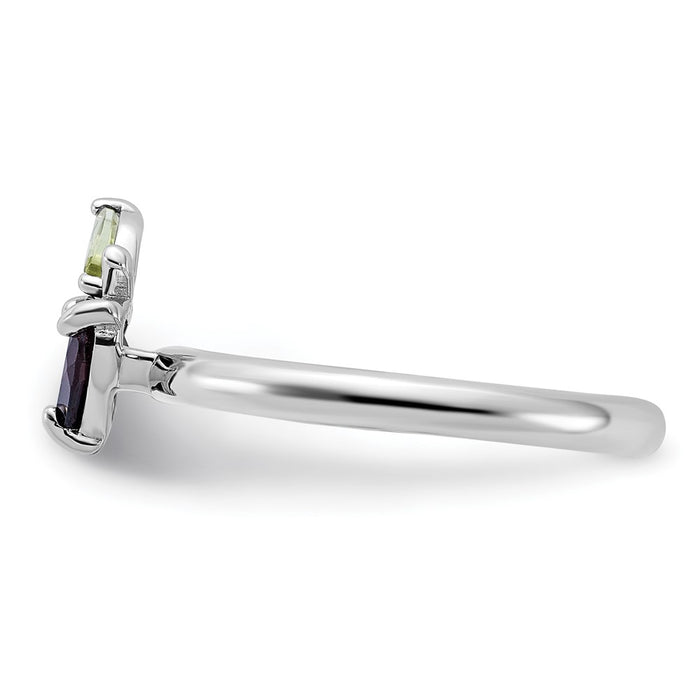 High-Quality Sterling Silver Stackable Expressions Ring with Garnet & Peridot - Stylish Design-3