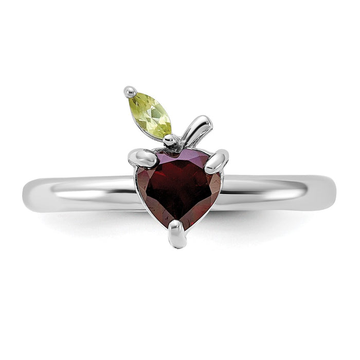 Shop Stylish Sterling Silver Stackable Expressions Ring with Garnet & Peridot-4