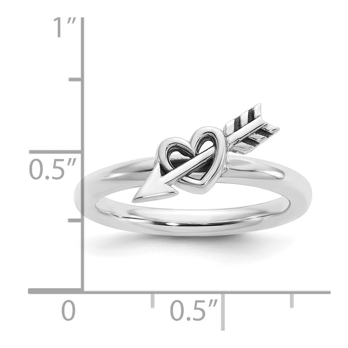 Buy Exclusive Antiqued Heart & Arrow Stackable Ring in Sterling Silver - Stylish Value!-5