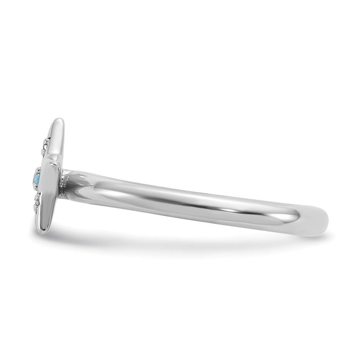 Exclusive Sterling Silver Stackable Star Ring - 14K Rhodium-Plated, Topaz Gems-3