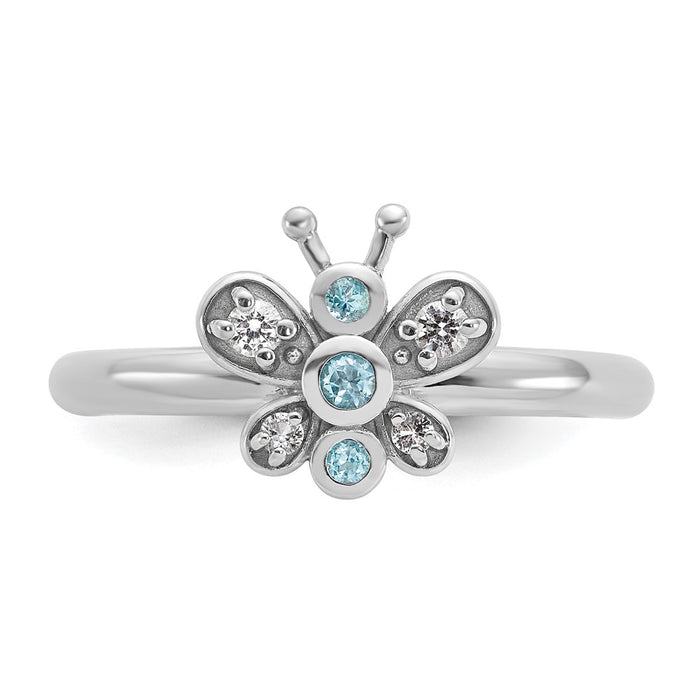 Buy Stylish Rhodium-Plated Butterfly Ring in Sterling Silver with Topaz-4