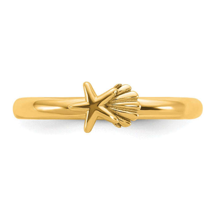 Shop Stylish Gold-Plated Starfish & Shell Stackable Ring in Sterling Silver-4