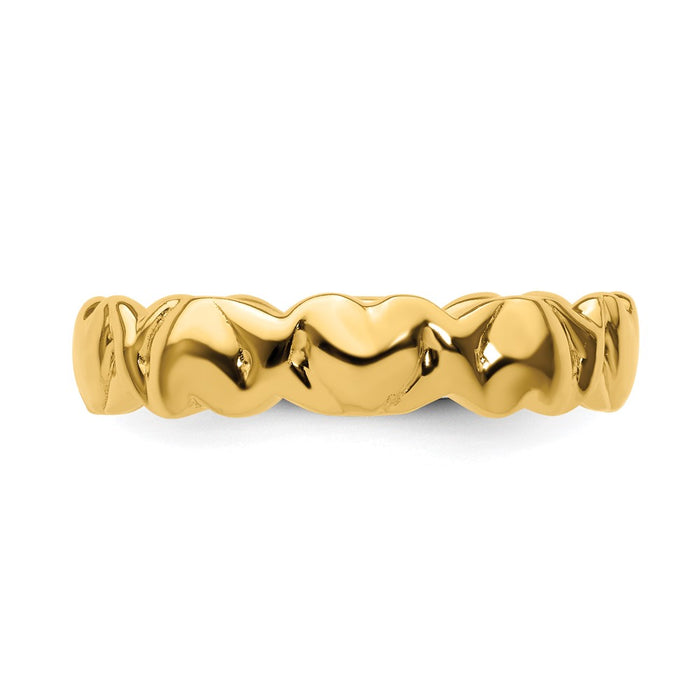 High-Quality Gold-Plated Hearts Ring - Stylish Sterling Silver Stackable Design-3