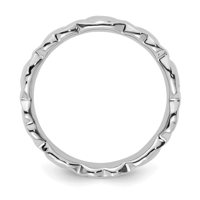 Order Stylish Rhodium-Plated Sterling Silver Stackable Heart Ring - Luxury Design-2