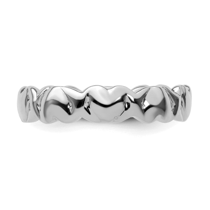 Order Stylish Rhodium-Plated Sterling Silver Stackable Heart Ring - Luxury Design-3