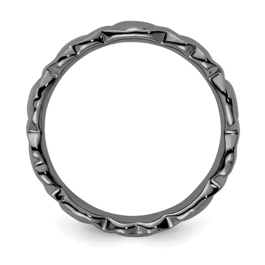 Shop Stylish Black-Plated Hearts Stackable Ring in Sterling Silver - 14K Gold