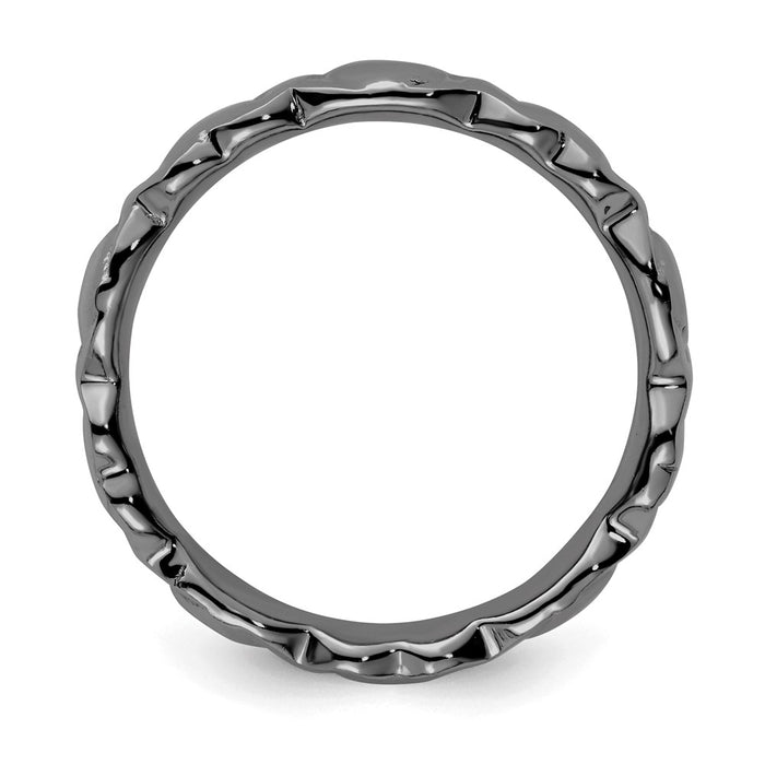 Shop Stylish Black-Plated Hearts Stackable Ring in Sterling Silver - 14K Gold-2