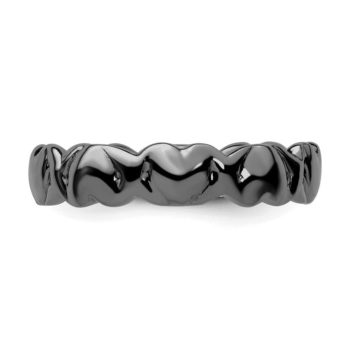 High-Quality Black-Plated Hearts Stackable Ring in Sterling Silver - Stylish Value!-3