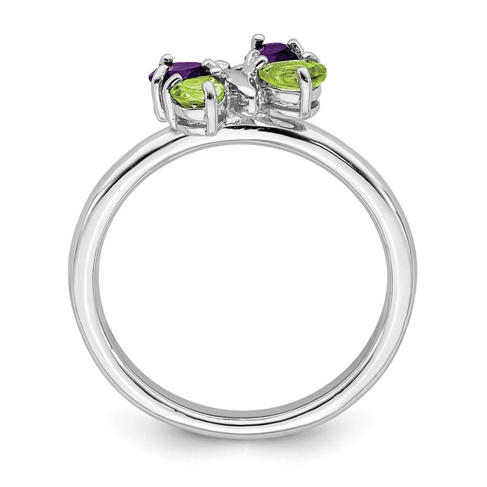 Exclusive Sterling Silver Stackable Butterfly Ring with Amethyst & Peridot-2