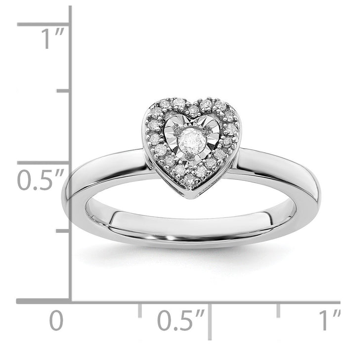 Buy Stylish Sterling Silver Heart Diamond Stackable Ring - 14K Gold Accent-5