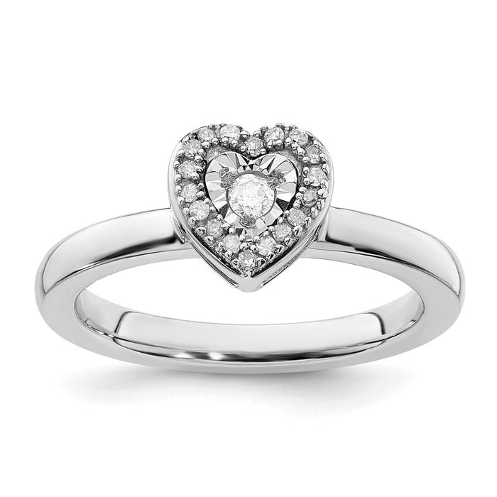 Shop Stylish Sterling Silver Heart Diamond Stackable Ring - 14K Gold Accents-1