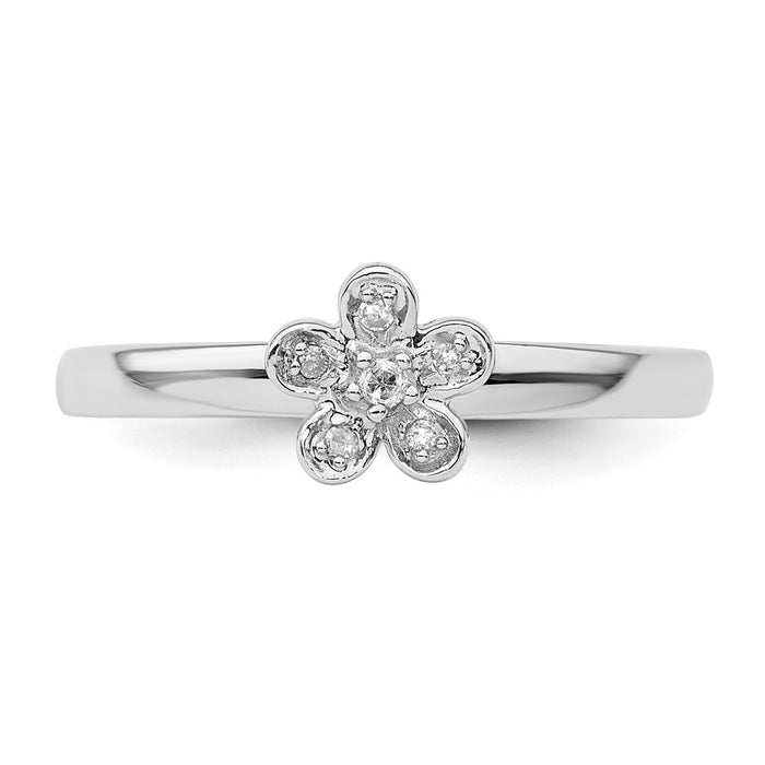 Shop Stylish 0.25CT Floral Diamond Stackable Ring in High-Quality Sterling Silver-4