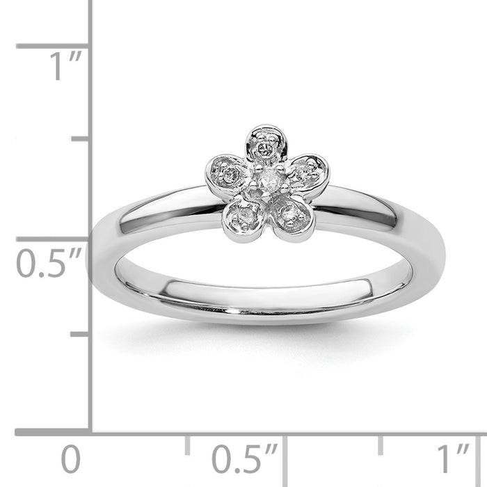 Shop Exclusive Sterling Silver Stackable Floral Diamond Ring - Stylish Design-5