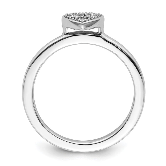High-Quality Sterling Silver Heart Diamond Stackable Ring - Affordable Luxury-2