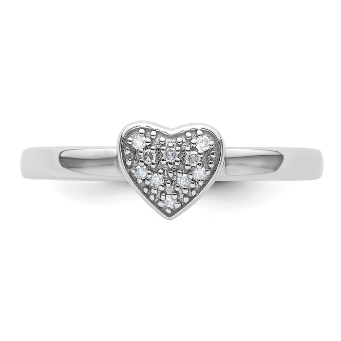 Shop Stylish Sterling Silver Heart-Shaped Diamond Stackable Ring - 1.2mm-4