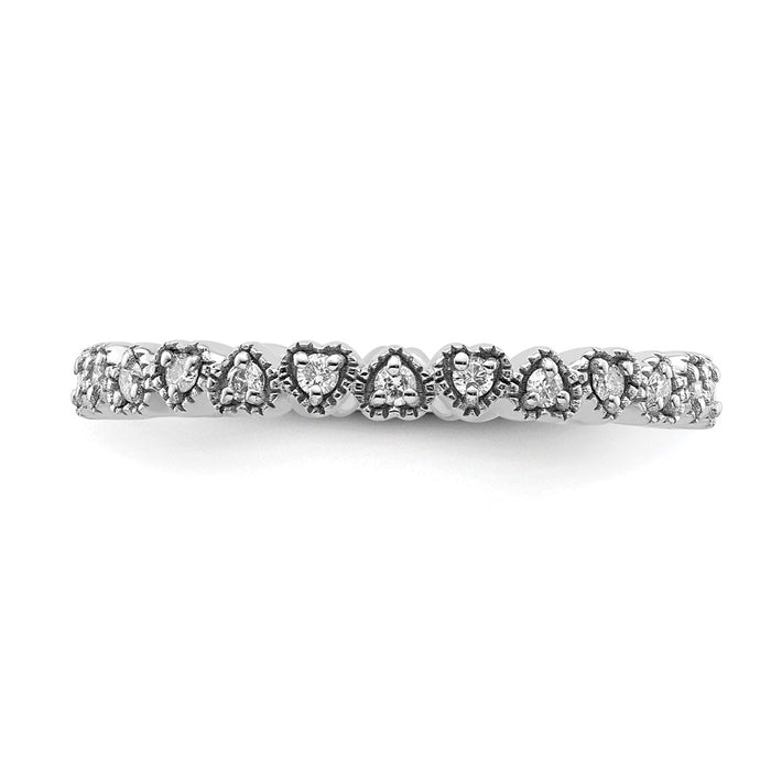 Buy Stylish Sterling Silver Diamond Heart Stackable Ring - Affordable Luxury!-3