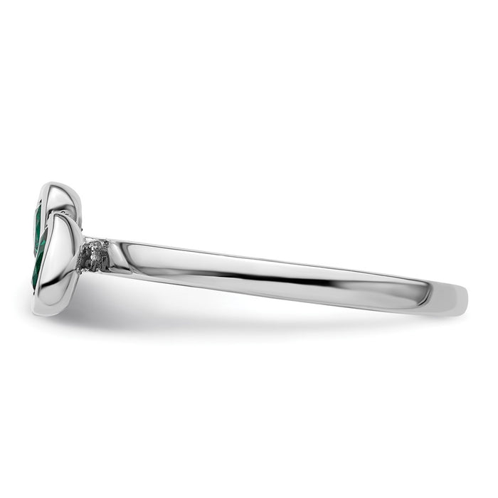 Exclusive Sterling Silver Double Heart Ring with Created Emerald - Affordable Style-3