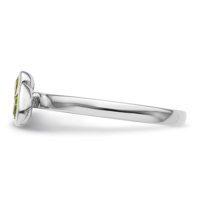 Shop Stylish Sterling Silver Double Heart Peridot Stackable Ring - Affordable Luxury!-3