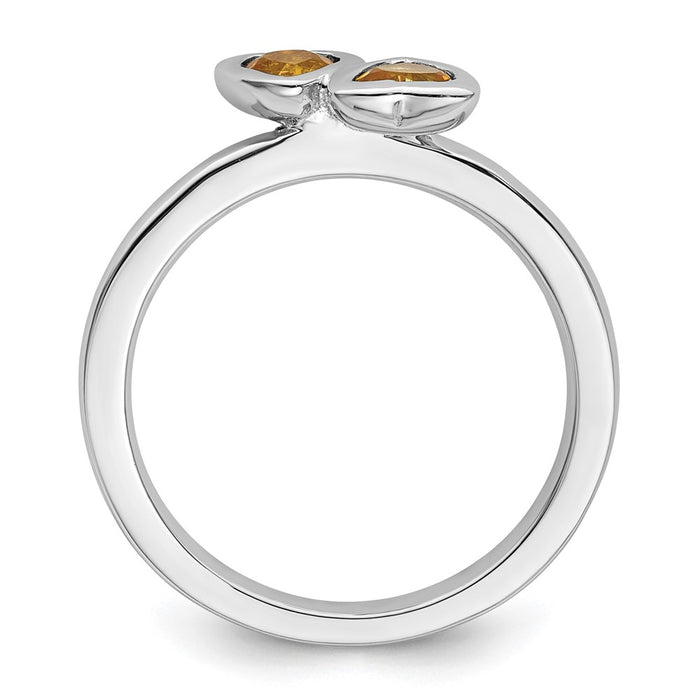 Buy Stylish Sterling Silver Double Heart Citrine Stackable Ring - Affordable Elegance-2