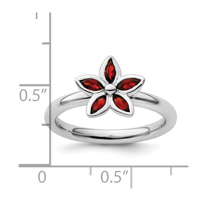 Shop Exclusive Sterling Silver Garnet Flower Stackable Ring | Stylish Design-5
