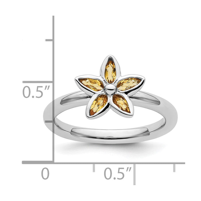Shop Stylish Citrine Flower Ring in Stackable Sterling Silver Design - Affordable!-5