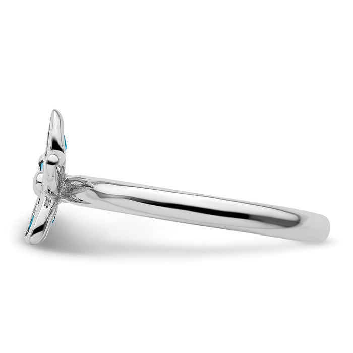 Buy Exclusive Sterling Silver Stackable Floral Ring with Blue Topaz, Stylish Design-3