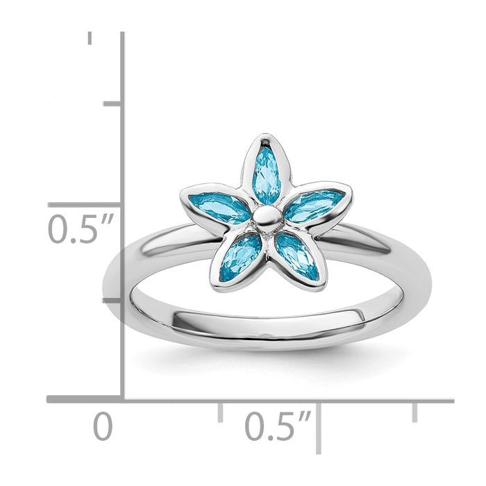 Buy Exclusive Sterling Silver Stackable Floral Ring with Blue Topaz, Stylish Design-5