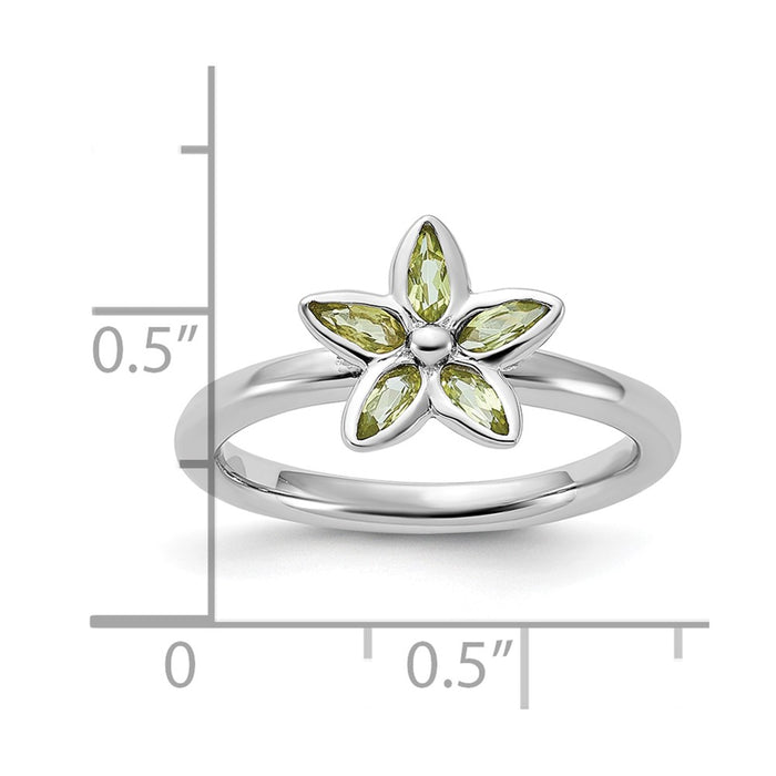 High-Quality Sterling Silver Peridot Flower Stackable Ring | Affordable Luxury-5