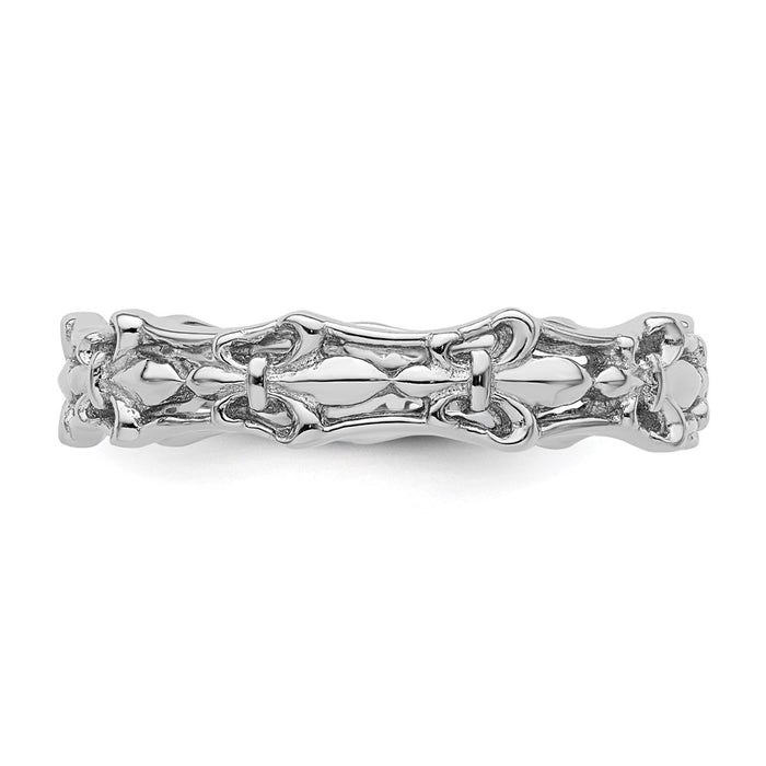 High-Quality Polished Fleur De Lis Stackable Ring - Stylish Sterling Silver Value-3