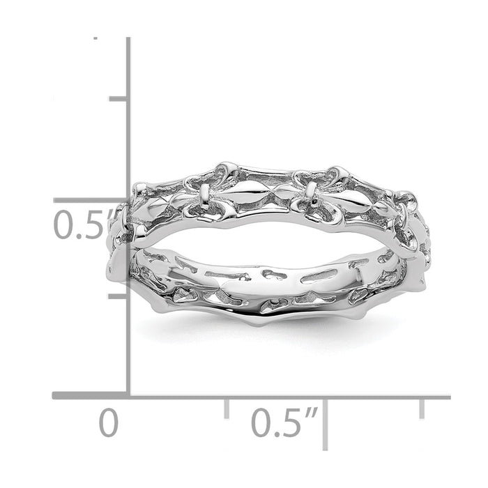 High-Quality Polished Fleur De Lis Stackable Ring - Stylish Sterling Silver Value-4
