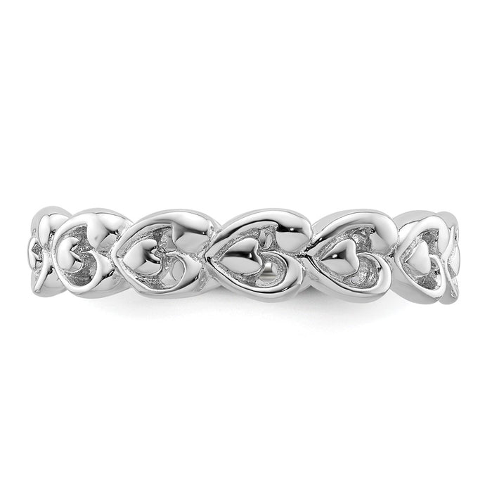 Designer Polished Heart Stackable Ring in .85mm Sterling Silver - Stylish Value-3