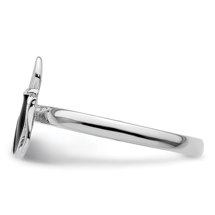 Buy Stylish Sterling Silver Stackable Cat Ring - Black Enamel Finish-3