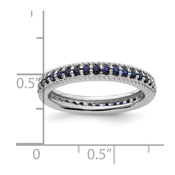 Order Stylish Polished Sterling Silver Stackable Eternity Ring with Sapphires-4