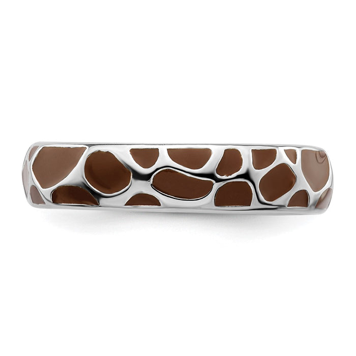 Exclusive Polished Enameled Animal Print Stackable Ring in Sterling Silver-3