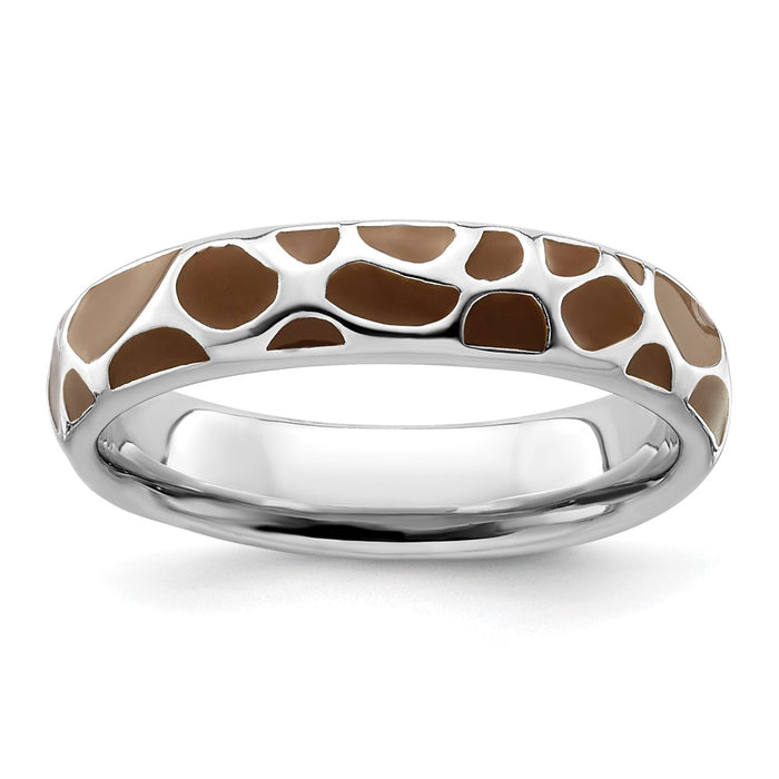 High-Quality Stylish Animal Print Stackable Ring in Sterling Silver - 14K Gold Accent-1