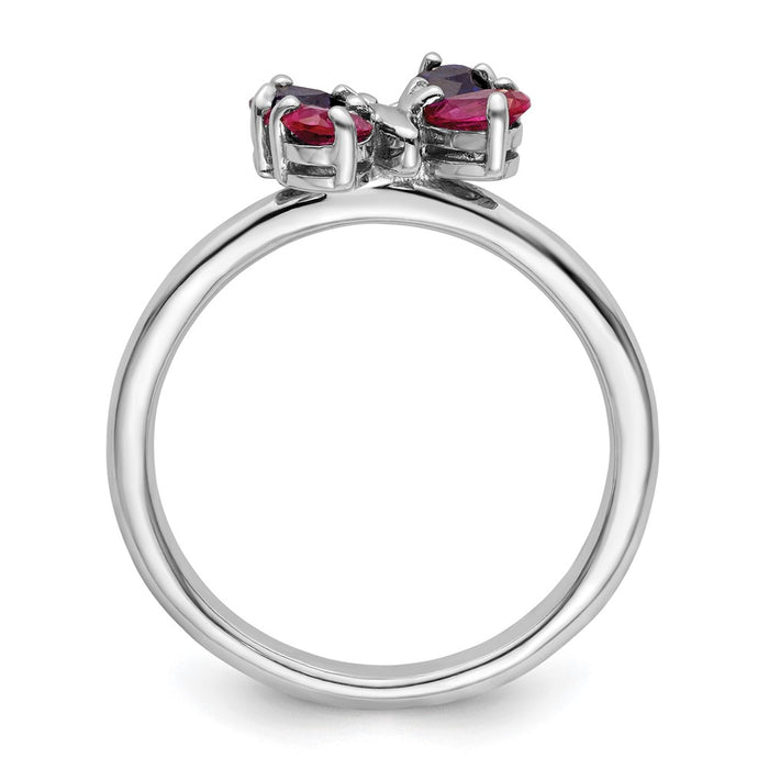 Shop Exclusive Sterling Silver Stackable Butterfly Ring with Ruby & Sapphire Accents-2