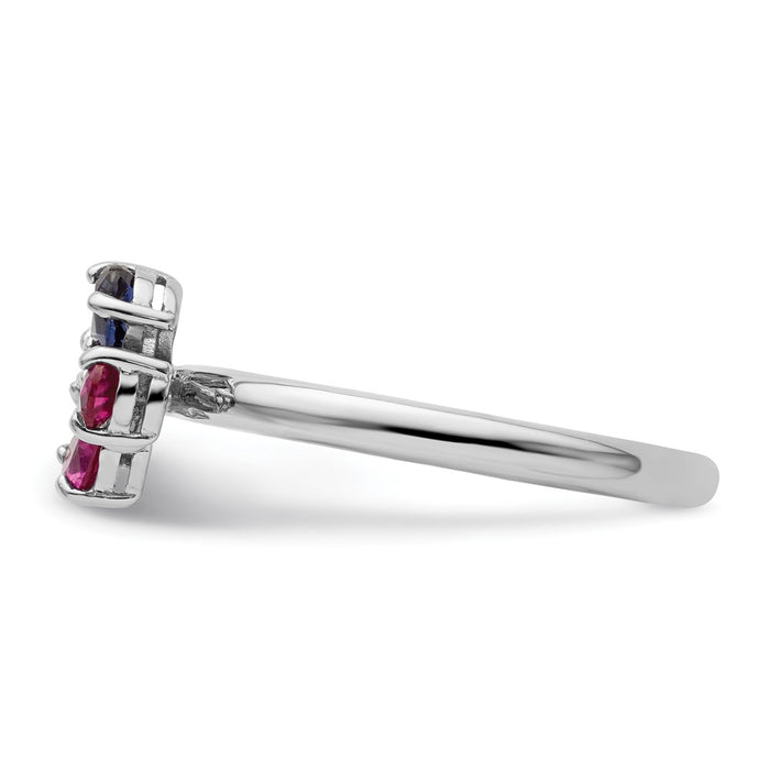 Shop Stylish Sterling Silver Stackable Butterfly Ring with Ruby & Sapphire Accents-3