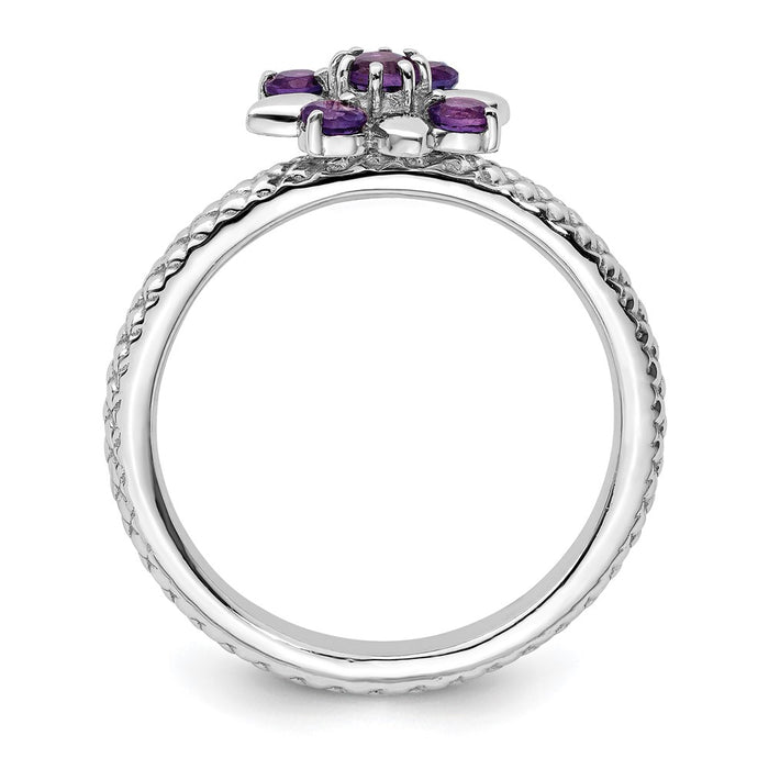 Buy Stylish Amethyst Stackable Expressions Ring in Sterling Silver - 14K Gold Accents-2