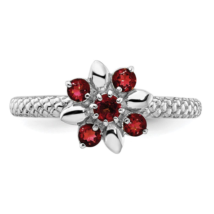 Buy Exclusive Sterling Silver Garnet Stackable Ring - Stylish & Affordable!-4