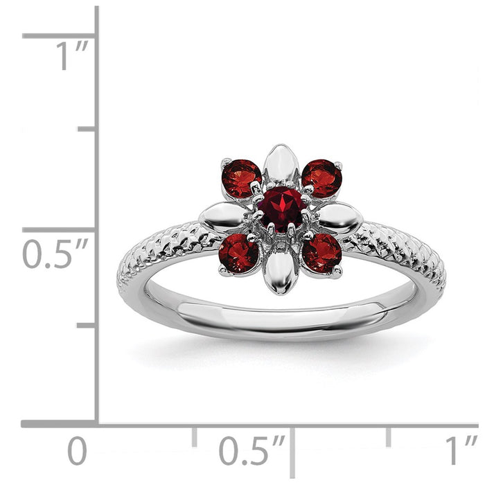 Exclusive Sterling Silver Garnet Stackable Ring - Stylish & Affordable Design-5