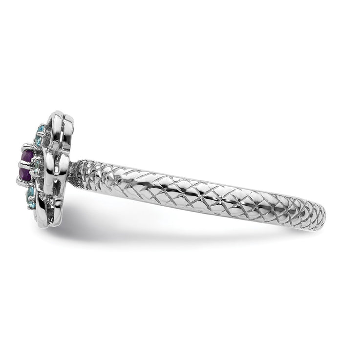 Exclusive Sterling Silver Stackable Ring with Amethyst & Blue Topaz Accents-3