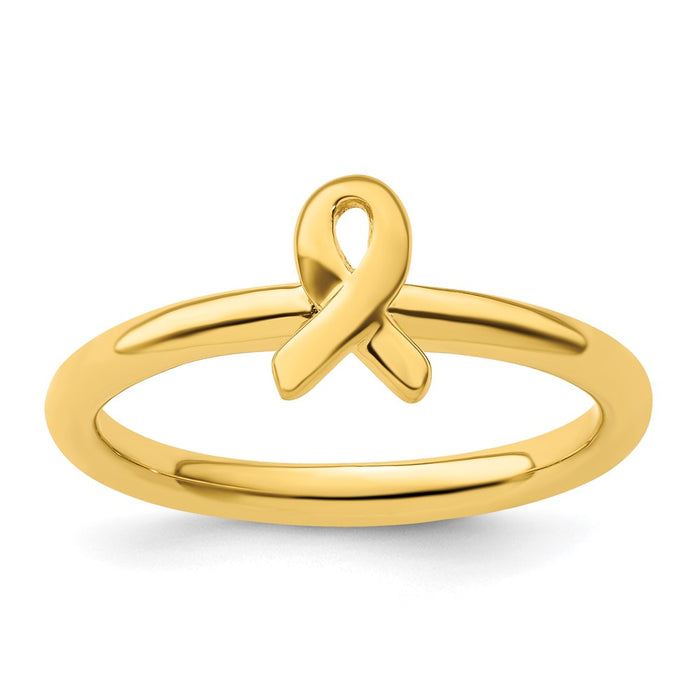 Buy Stylish Gold-Plated Awareness Ribbon Ring in 925 Sterling Silver - Stackable-1