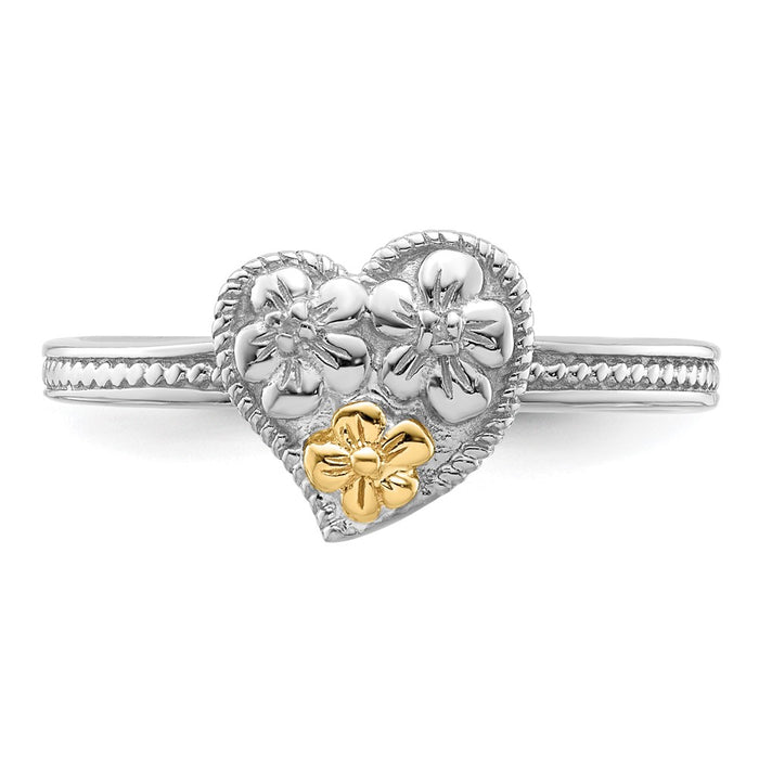 Shop Stylish 14K Gold & Sterling Silver Stackable Diamond Heart Ring - Affordable Luxury-4